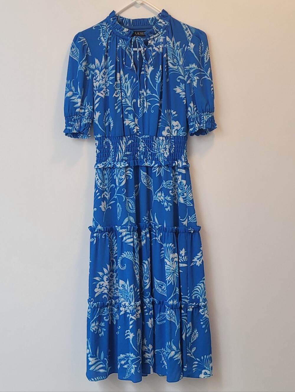Ralph Lauren Blue and White Floral Maxi Dress
